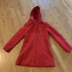 Women’s Merona Red Coat With Hood Size Medium Gorgeous